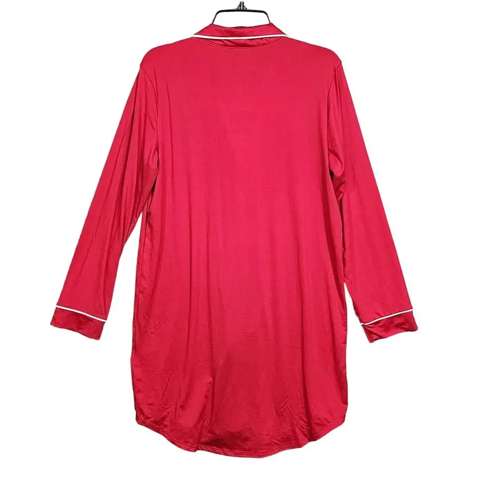 Charter Club Sleepshirt Nightgown Pajamas Super Soft Knit Joy‎ Candy Red Medium